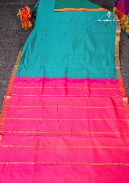 Full View Of Dual Tone Sapphire Blue  Semi Silk Cotton Saree 