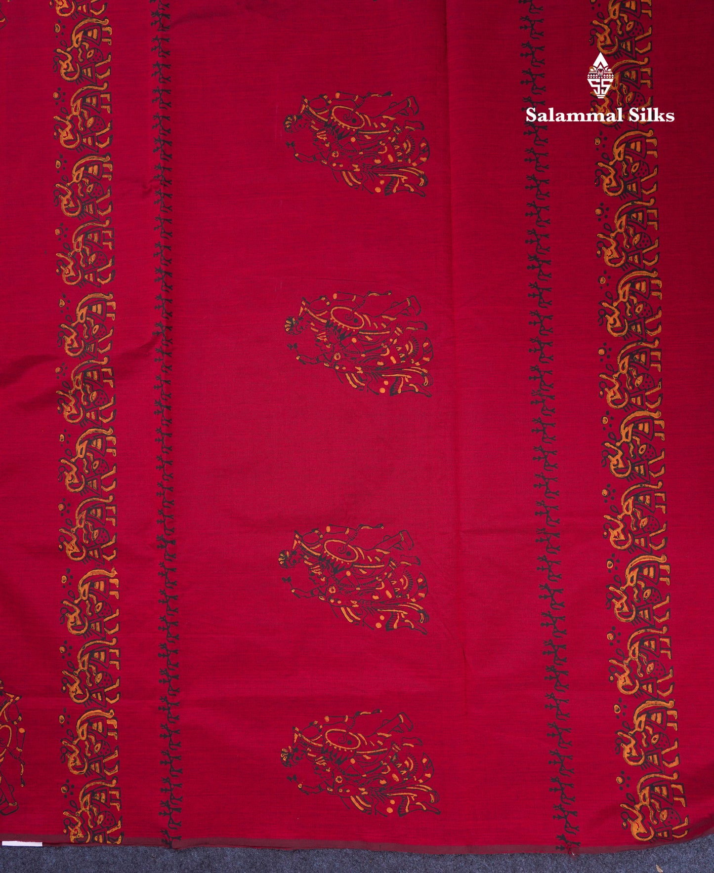Beautiful Dark Maroon South Cotton Printed Saree With Contrast Mustard Yellow Blouse