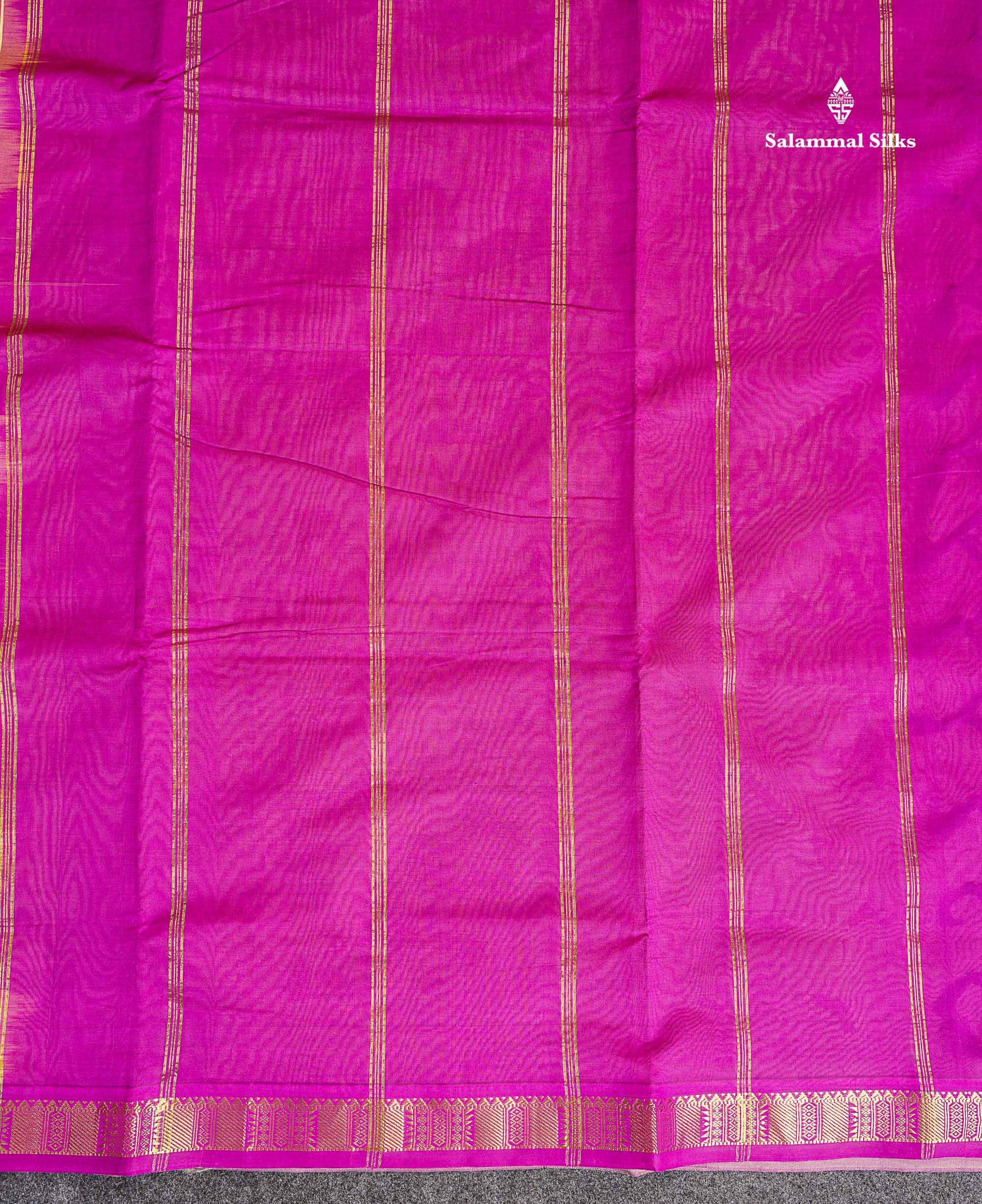Pallu Of Cream Yellow Semi Silk Cotton Saree 