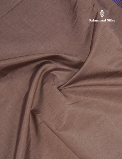 Olive Green Plain Semi Silk Cotton Saree With Contrast Dark Violet Blouse