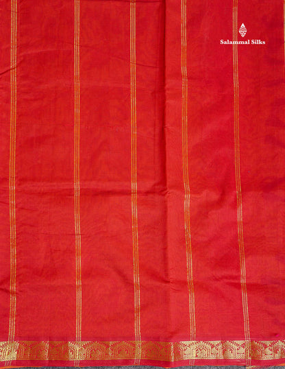 Pallu Of Mustard Yellow Semi Silk Cotton Saree