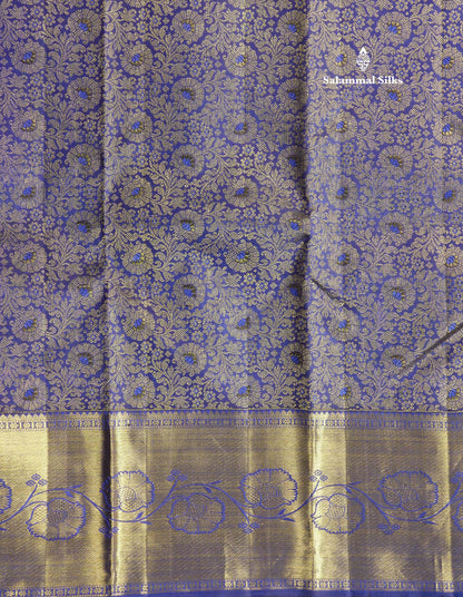 Beautiful Navy Blue Menakari Work Bridal Pure Kanjivaram Silk Saree With Self Border