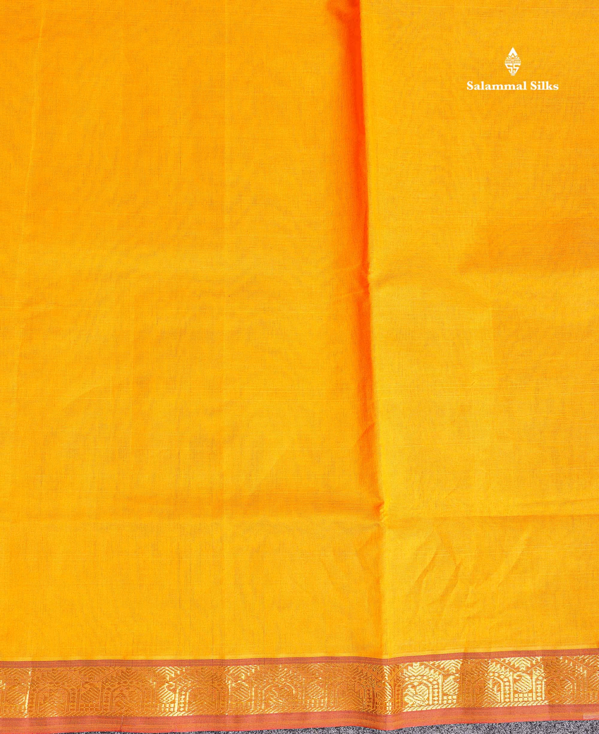 Traditional Border Of Mustard Yellow Semi Silk Cotton Saree