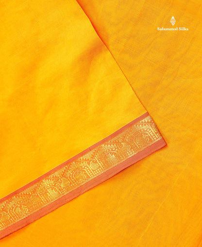 Semi Silk Cotton Saree - Dual Tone Pink Colour Body Plain With Traditional Small Border | 10 Yards