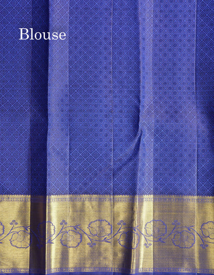 Beautiful Navy Blue Menakari Work Bridal Pure Kanjivaram Silk Saree With Self Border