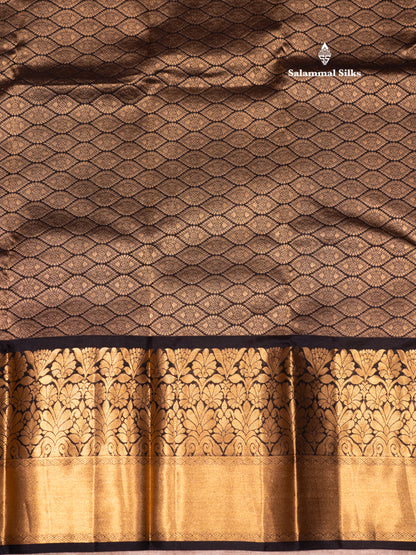 Black Colour Plain Pure Kanjivaram Silk Saree with Pallakku Border