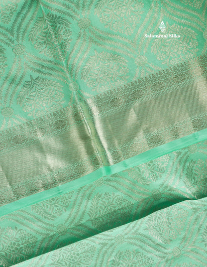 Beautiful Sea Green Bridal Pure Kanjivaram Silk Saree With Self Border