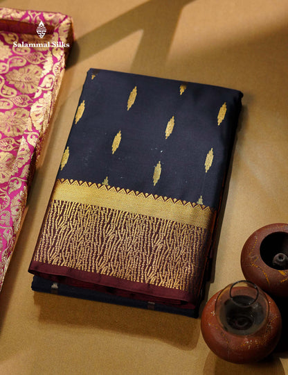 Beautiful Light Lavender Zari Butta Semi Silk Saree With Contrast Maroon Fancy Border