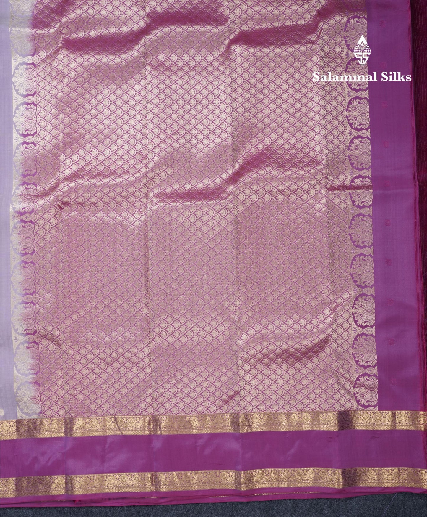 Light Lavender Puremix Silk Saree With Contrast Pink Traditional Pink Gap Border