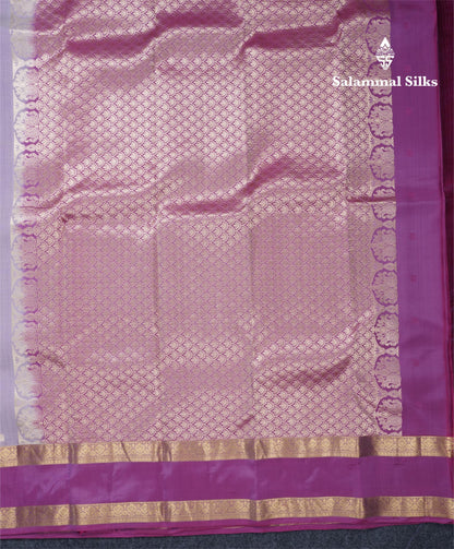 Light Lavender Puremix Silk Saree With Contrast Pink Traditional Pink Gap Border
