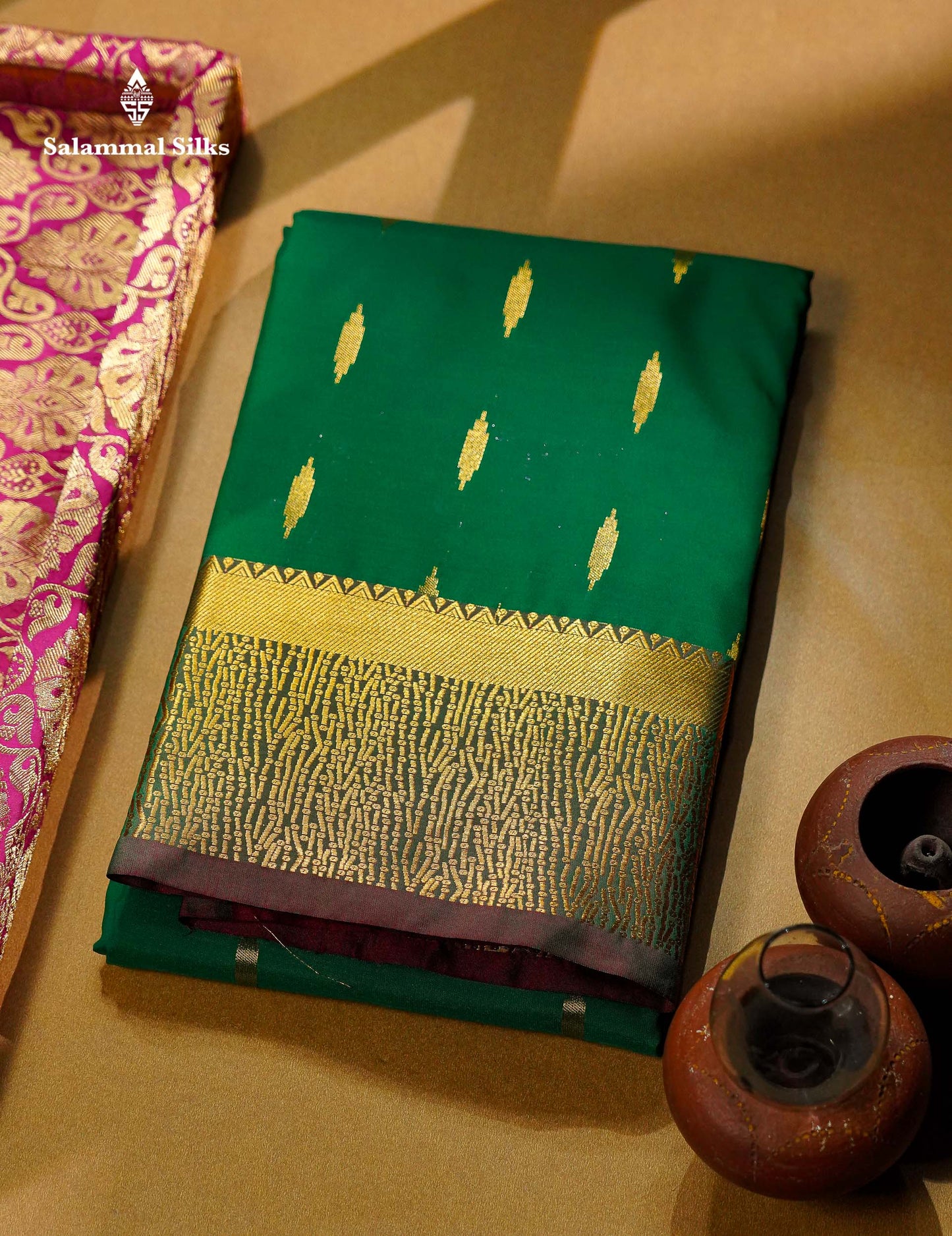 Beautiful Light Lavender Zari Butta Semi Silk Saree With Contrast Maroon Fancy Border