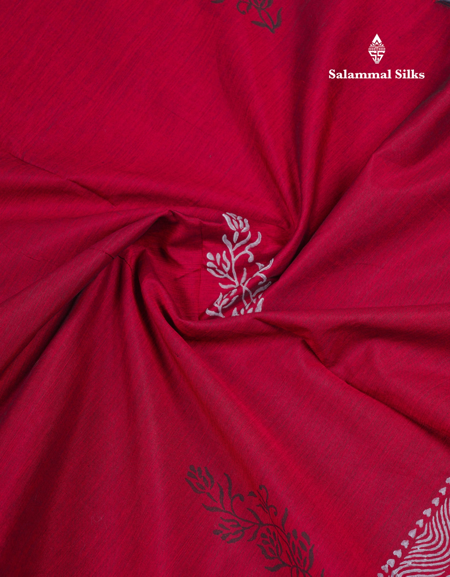 Beautiful Dark Maroon South Cotton Printed Saree With Contrast Grey White Blouse