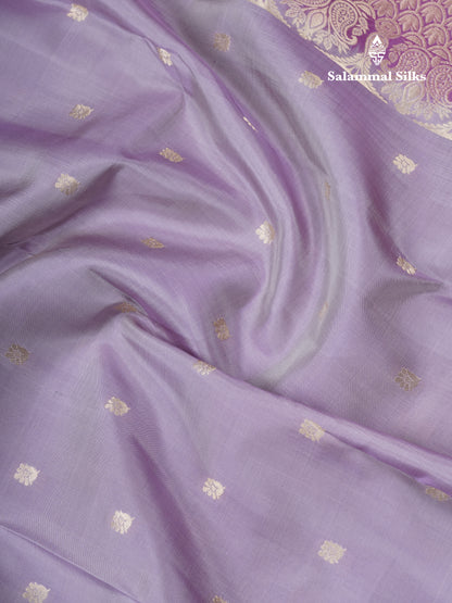 Light Lavender Puremix Silk Saree With Contrast Pink Traditional Pink Gap Border