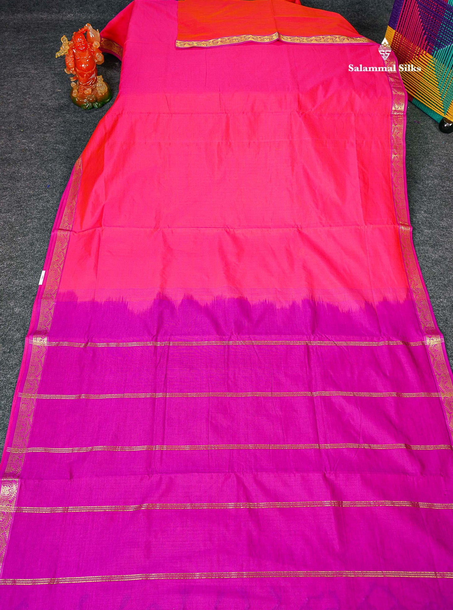 Full View Of Dual Tone Pink Semi Silk Cotton Saree 