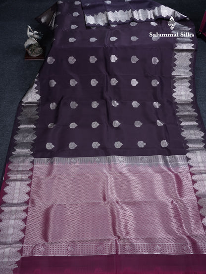 Royal Blue Puremix Silk Saree With Contrast Purple Blouse