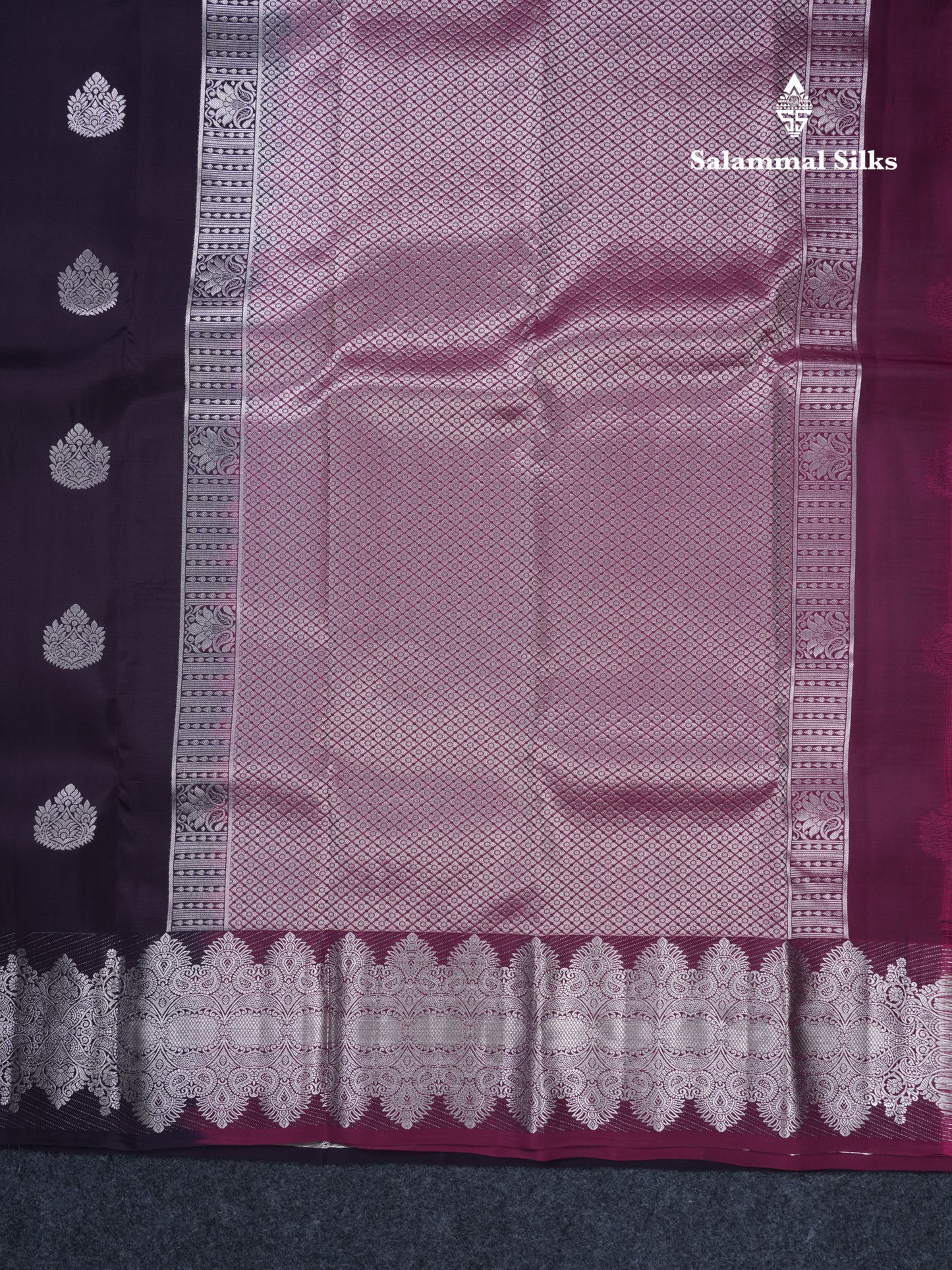 Royal Blue Puremix Silk Saree With Contrast Purple Blouse