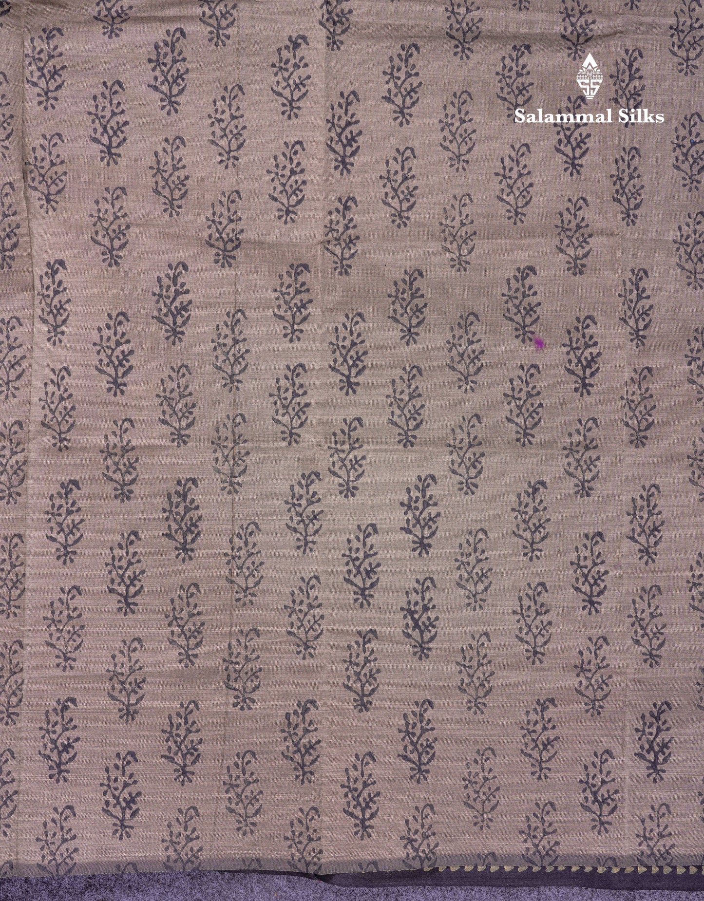 Beautiful Black South Cotton Printed Saree With Contrast Sandal White Blouse