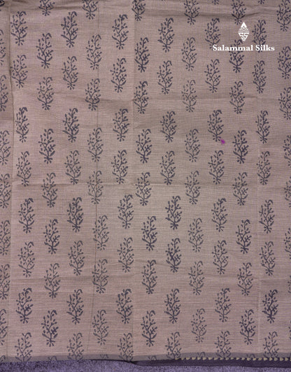 Beautiful Black South Cotton Printed Saree With Contrast Sandal White Blouse