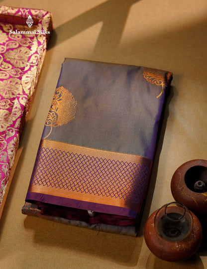 Beautiful Light Violet Semi Silk Saree With Contrast Magenta Traditional Border