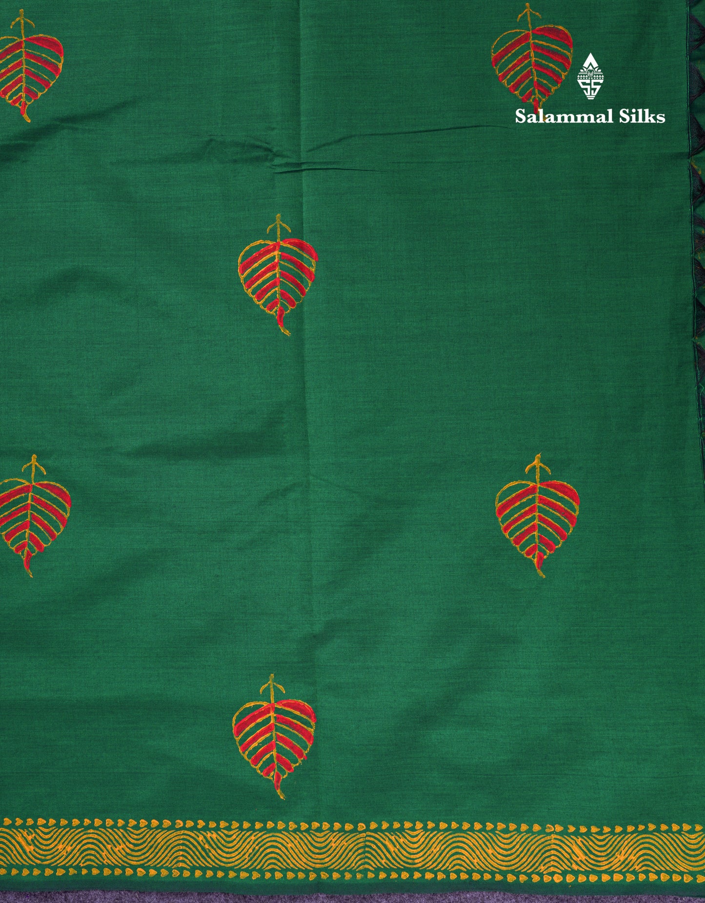 Beautiful Green South Cotton Printed Saree With Contrast Mustard Yellow Blouse
