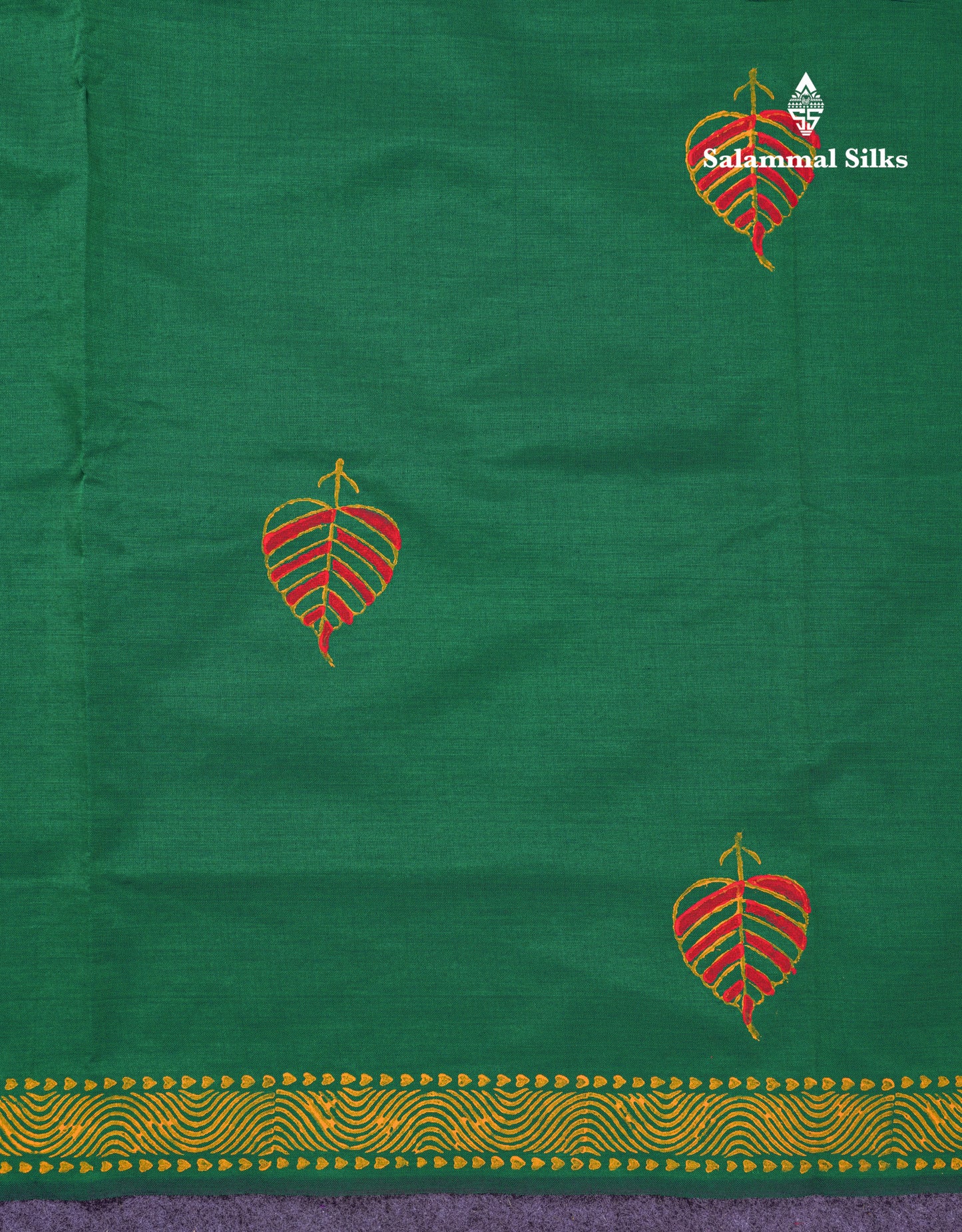 Beautiful Green South Cotton Printed Saree With Contrast Mustard Yellow Blouse