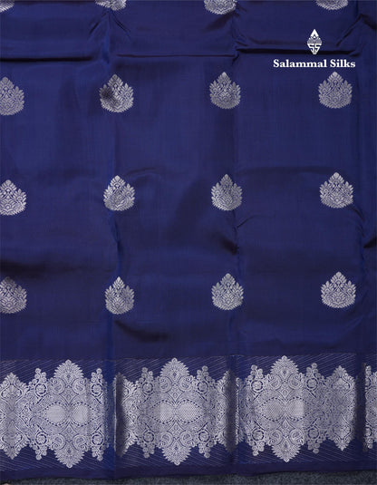 Royal Blue Puremix Silk Saree With Contrast Purple Blouse