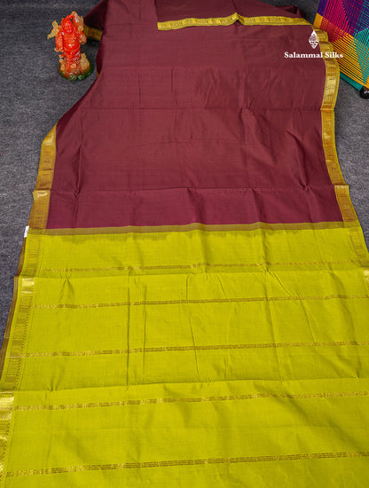 Full View Of Dark Maroon Semi Silk Cotton Saree 