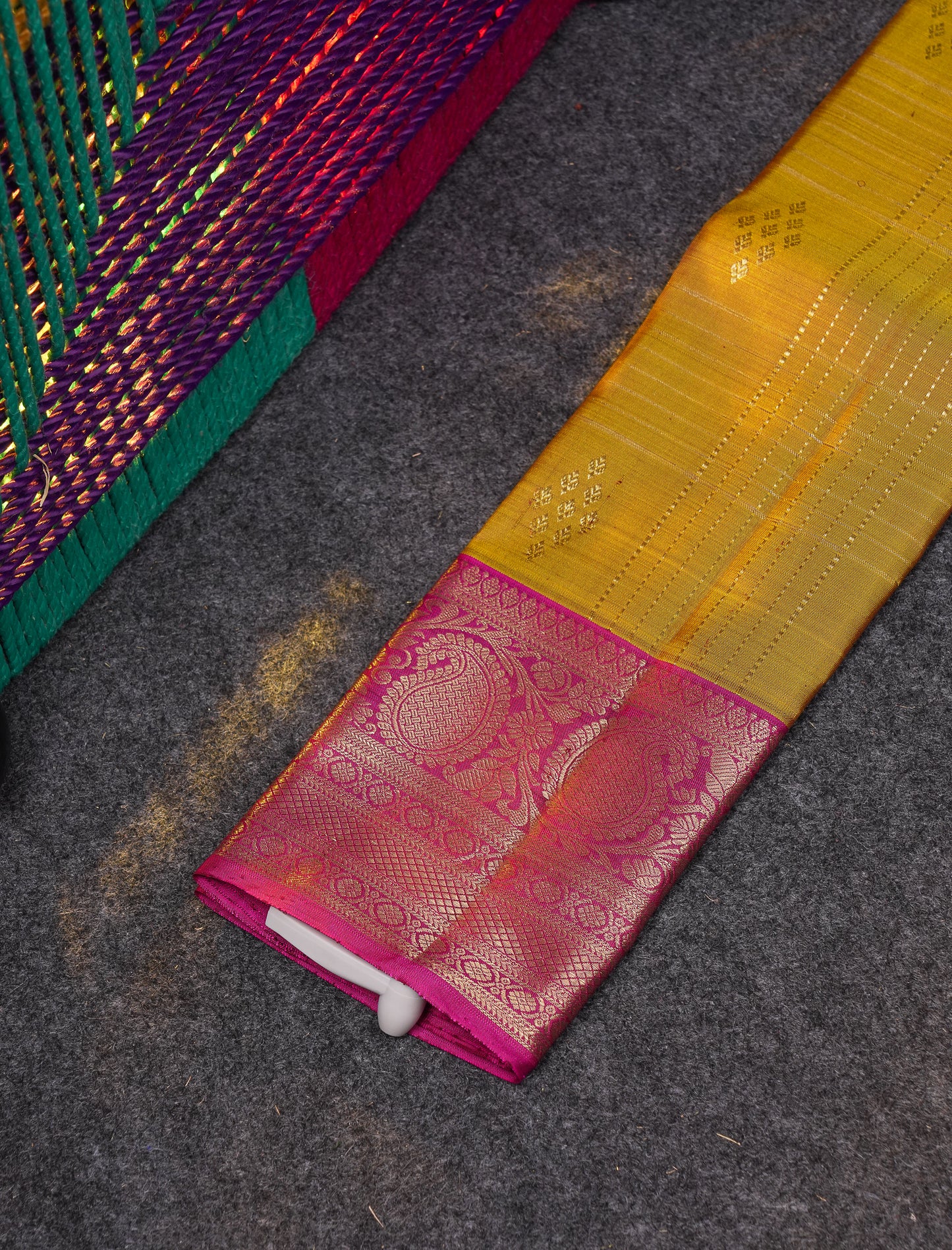 Beautiful Pure Silk Pattu Pavadai (Maroon) With Contrast Olive Mustard Yellow Blouse 18"
