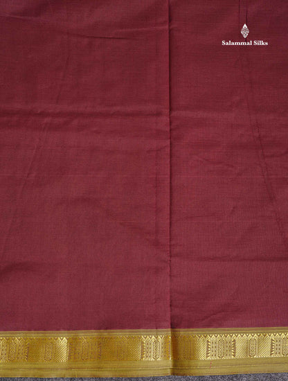 Small Border Of Dark Maroon Semi Silk Cotton Saree 