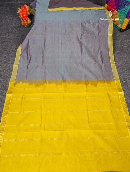 Full View Of Dual Tone Grey Semi Silk Cotton Saree 