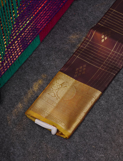 Beautiful Pure Silk Pattu Pavadai (Maroon) With Contrast Olive Mustard Yellow Blouse 18"