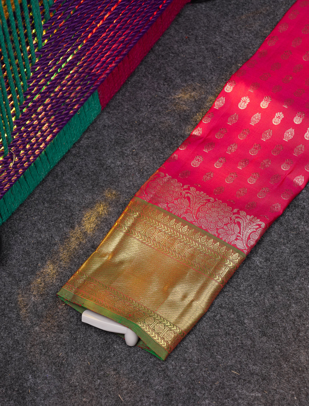 Beautiful Pure Silk Pattu Pavadai (Rani Pink) With Contrast Parrot Green Blouse 18"