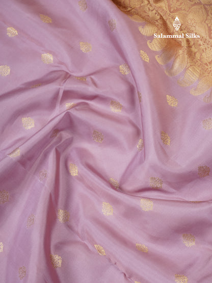 Baby Pink Puremix Silk Saree With Contrast Bronze Blouse
