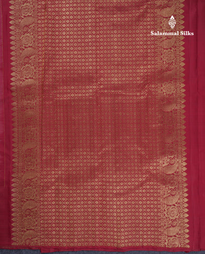 Beautiful Onion Pink Pure Kanjivaram Silk Saree With Contrast Maroon Traditional Temple Border