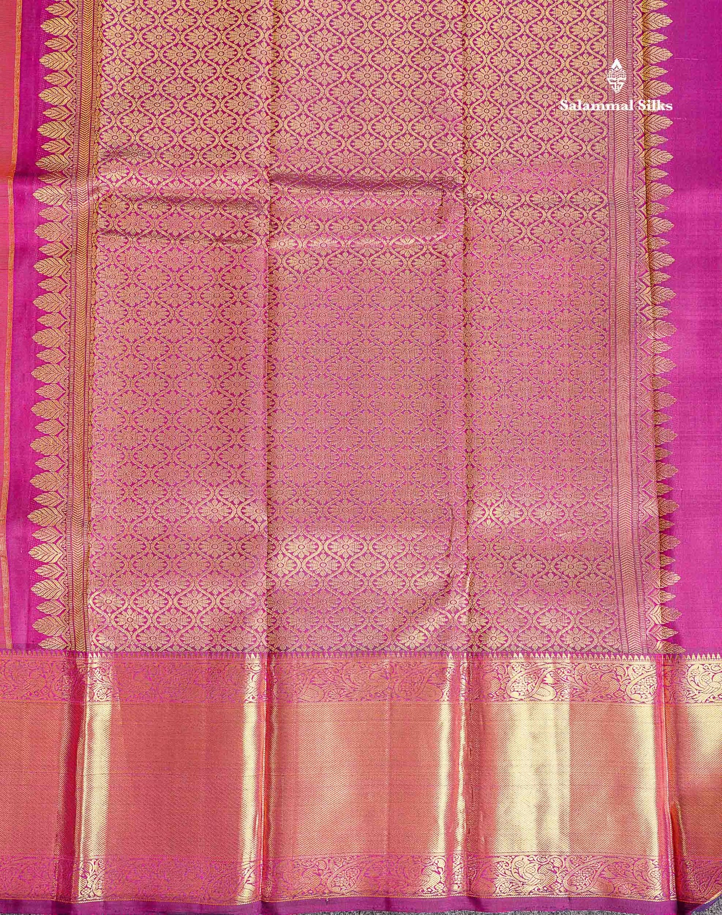 Pallu Of Orange Pure Kanjivaram Silk Saree 
