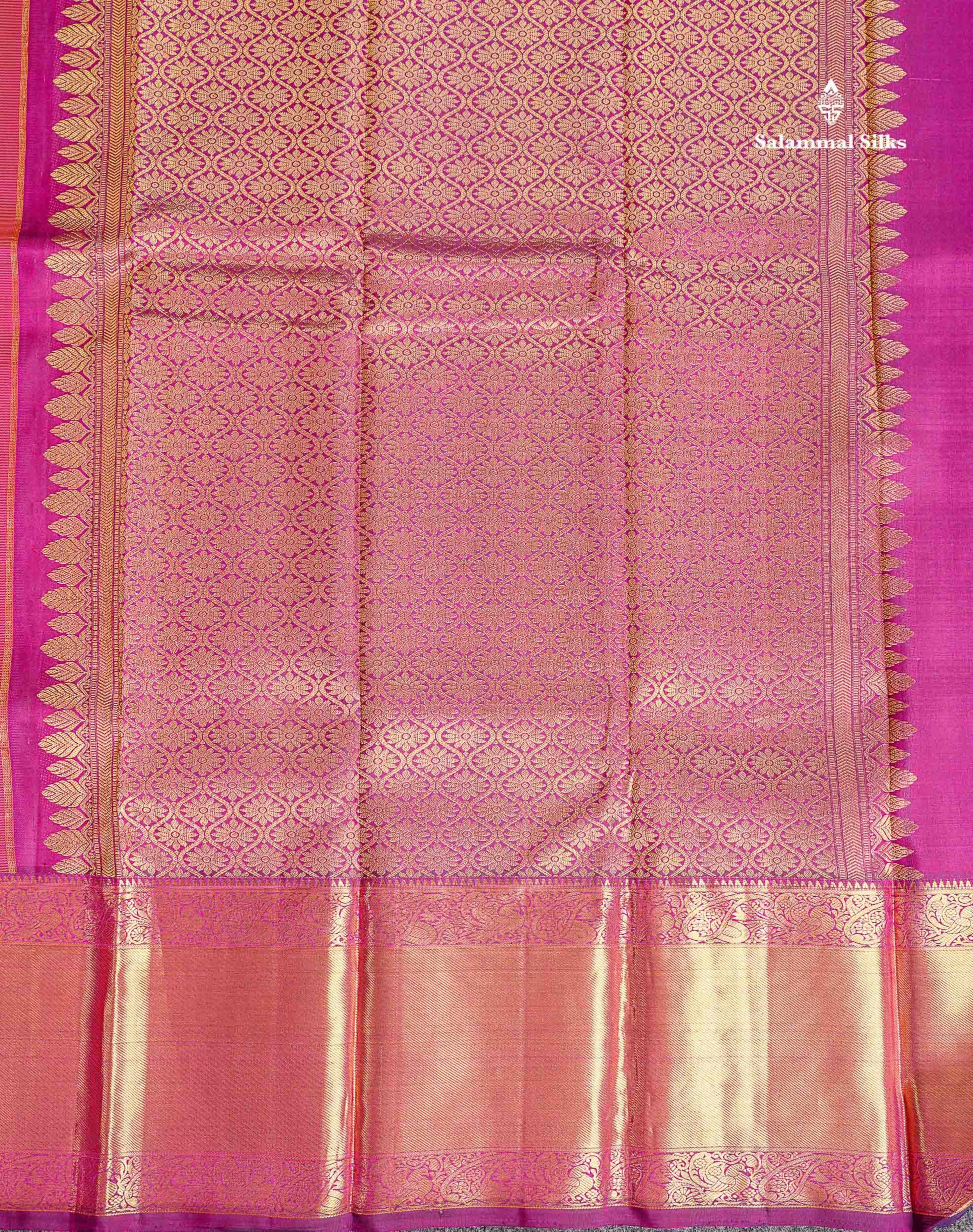 Pallu Of Orange Pure Kanjivaram Silk Saree 