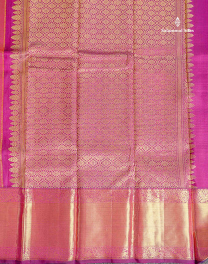 Pallu Of Orange Pure Kanjivaram Silk Saree 