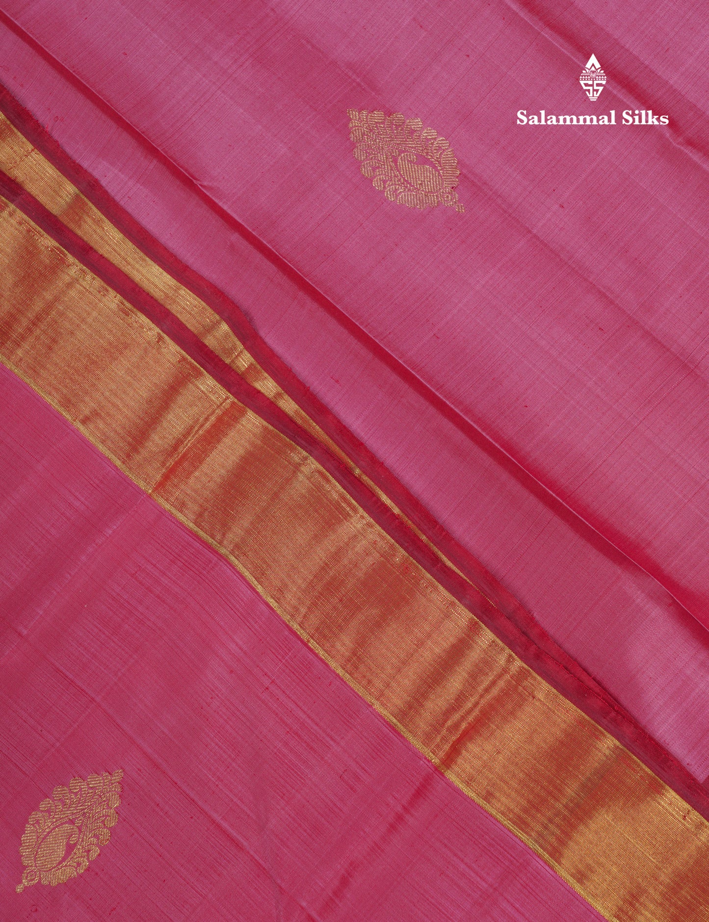 Beautiful Onion Pink Pure Kanjivaram Silk Saree With Contrast Maroon Traditional Temple Border