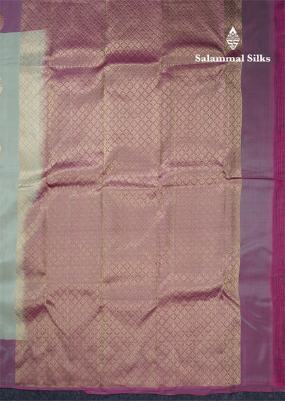 Light Elaichi Green Puremix Silk Saree With Contrast Dual Tone Purple Border