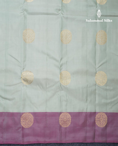 Light Elaichi Green Puremix Silk Saree With Contrast Dual Tone Purple Border