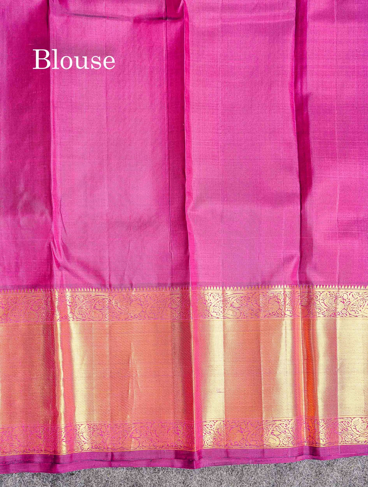 Contrast Magenta Blouse Of Orange Pure Kanjivaram Silk Saree 