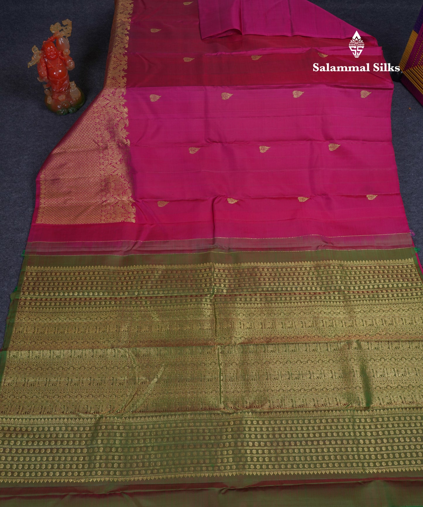 Beautiful Dual Tone Pink Pure Kanjivaram Silk Saree With Traditional Long One Side Border