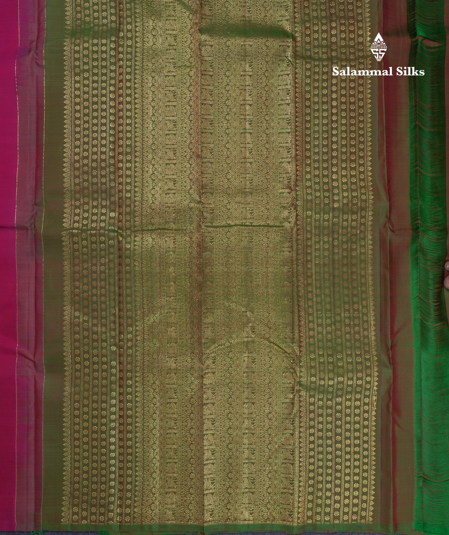 Beautiful Dual Tone Pink Pure Kanjivaram Silk Saree With Traditional Long One Side Border