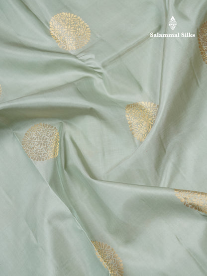 Light Elaichi Green Puremix Silk Saree With Contrast Dual Tone Purple Border