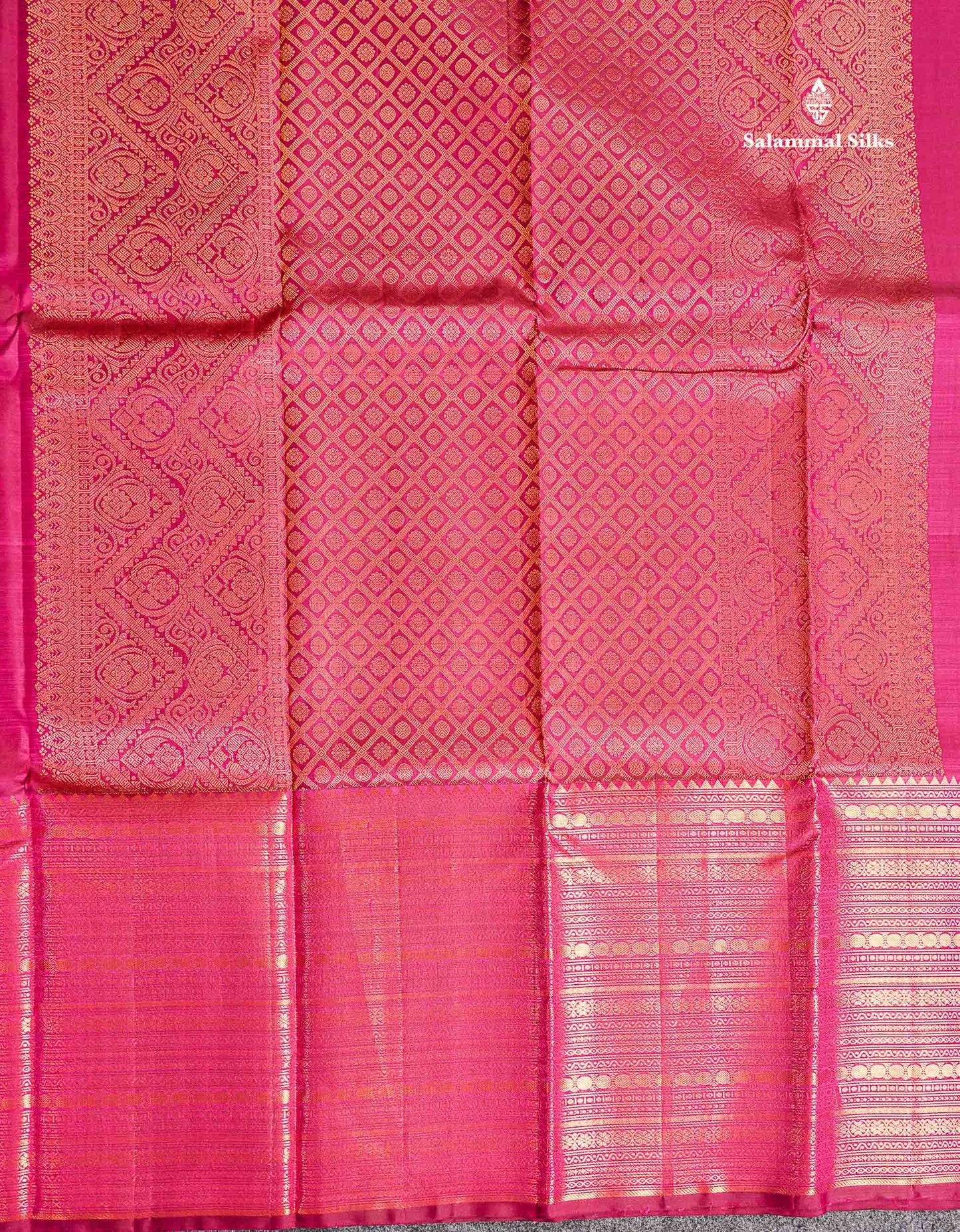 Beautiful Dual Tone Magenta Pure Kanjivaram Silk Saree With Traditional Evening Morning Border
