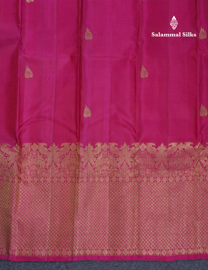 Beautiful Dual Tone Pink Pure Kanjivaram Silk Saree With Traditional Long One Side Border
