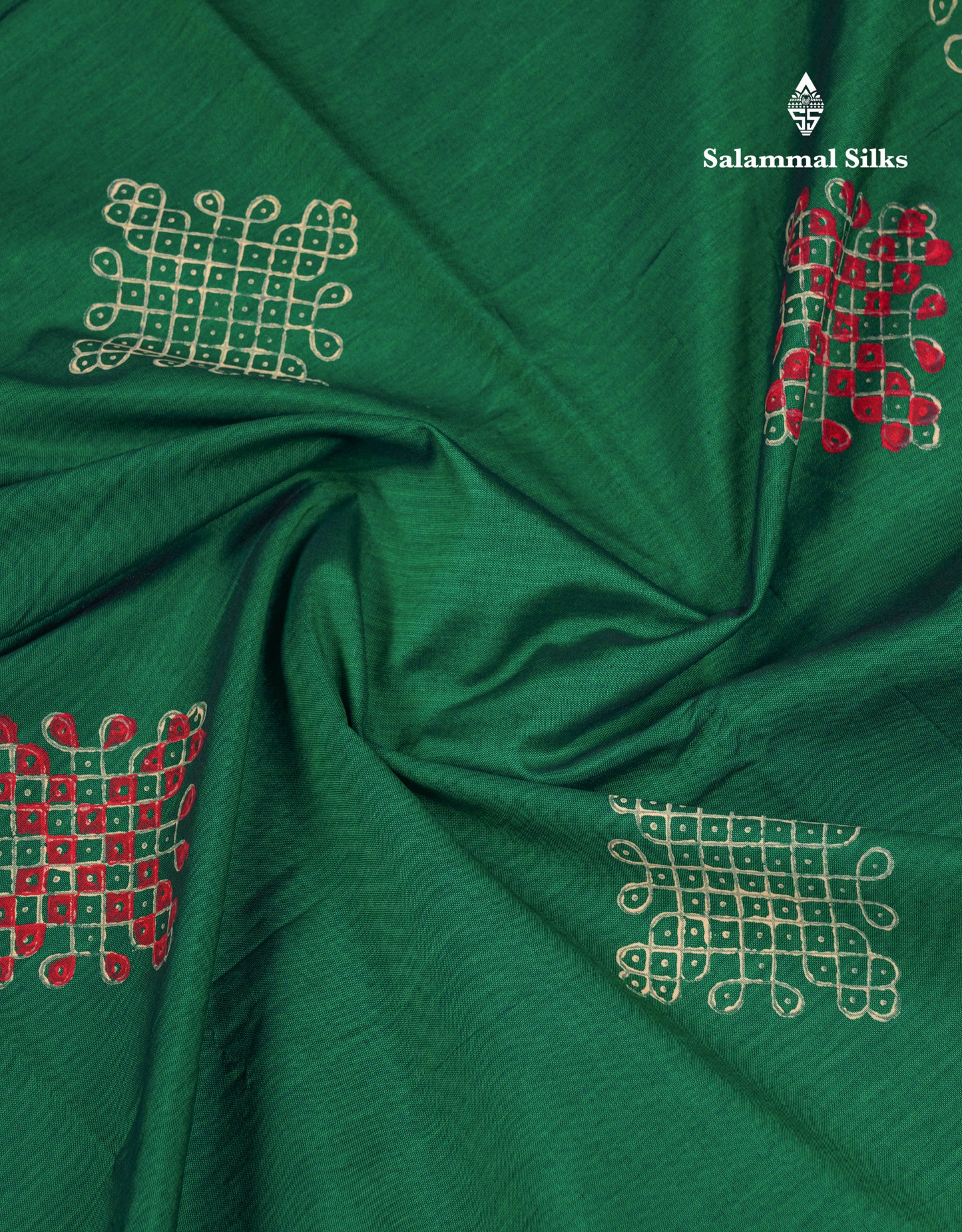 Beautiful Bottle Green South Cotton Printed Saree With Contrast Cream Sandal Blouse