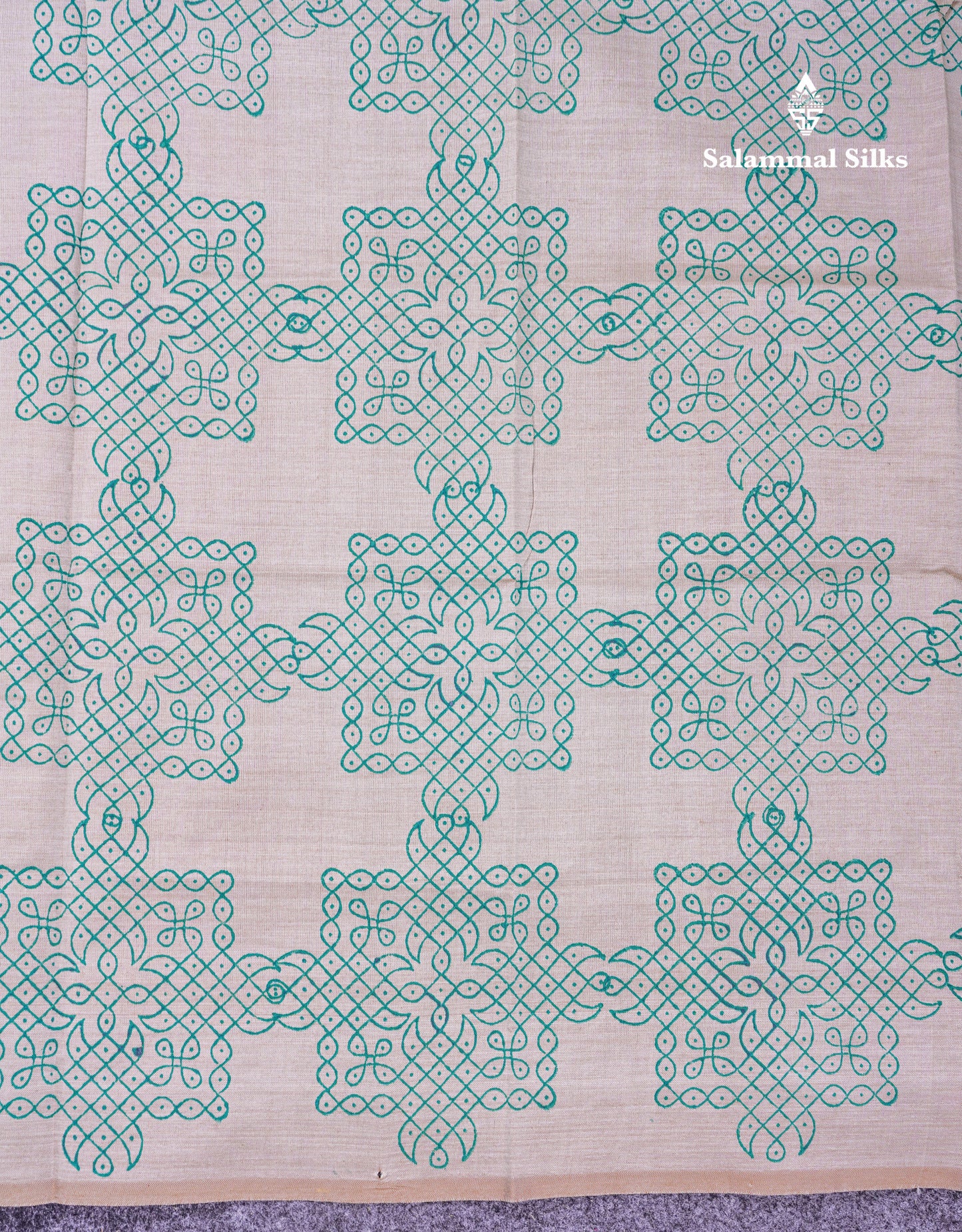 Beautiful Bottle Green South Cotton Printed Saree With Contrast Cream Sandal Blouse