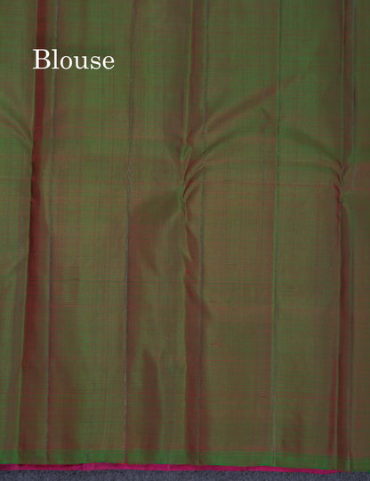 Beautiful Dual Tone Pink Pure Kanjivaram Silk Saree With Traditional Long One Side Border