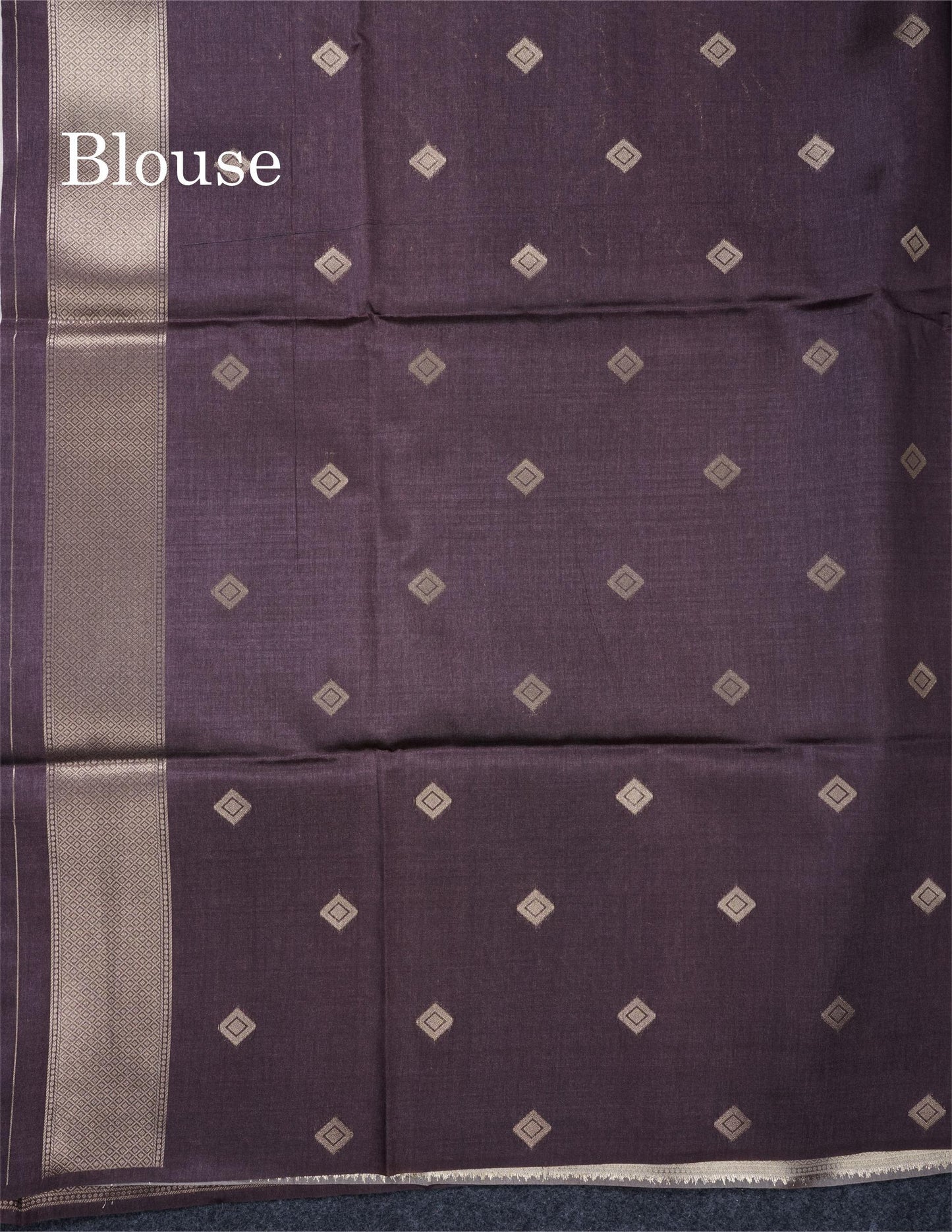 Light Chocolate Semi Tussar Silk Saree With Contrast Lavender Border